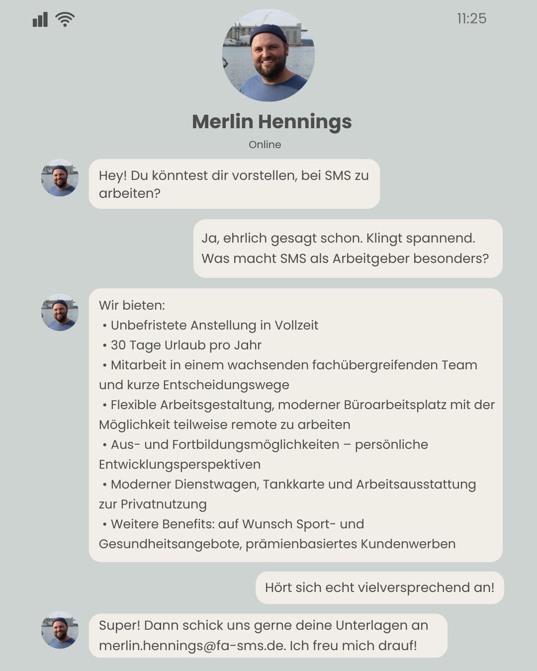 Chat mit Merlin Hennings über die Vorteile bei SMS